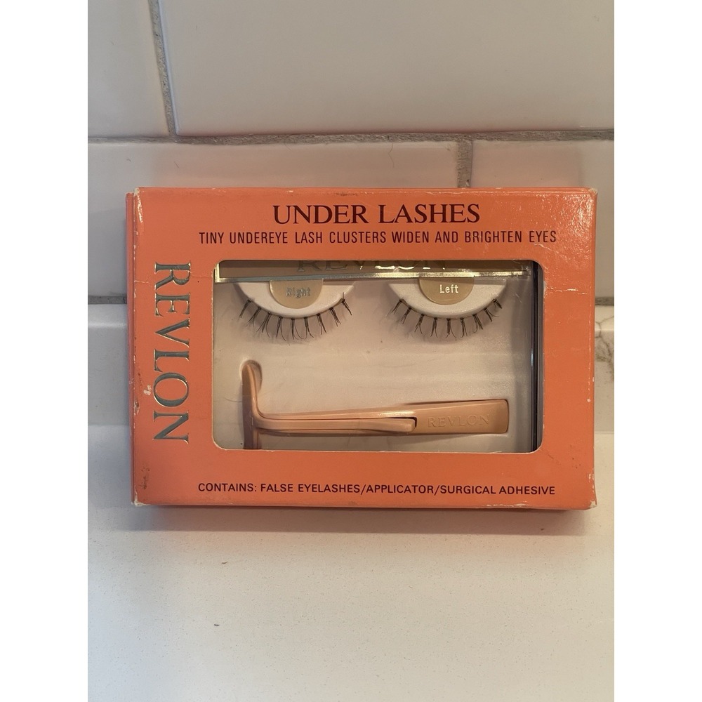 Vintage Revlon Under Lashes Kit Set True Brown False Eyelashes Applicator New